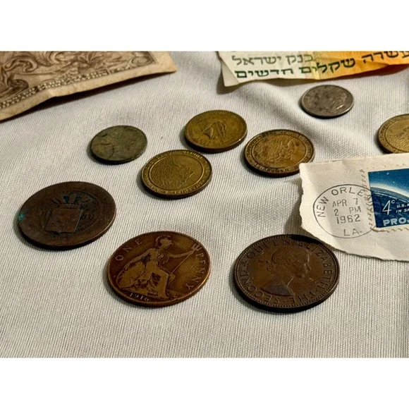 Vintage International Currency Lot  Israel Banknotes 1916 Penny 1962 Stamp - Picture 8 of 16